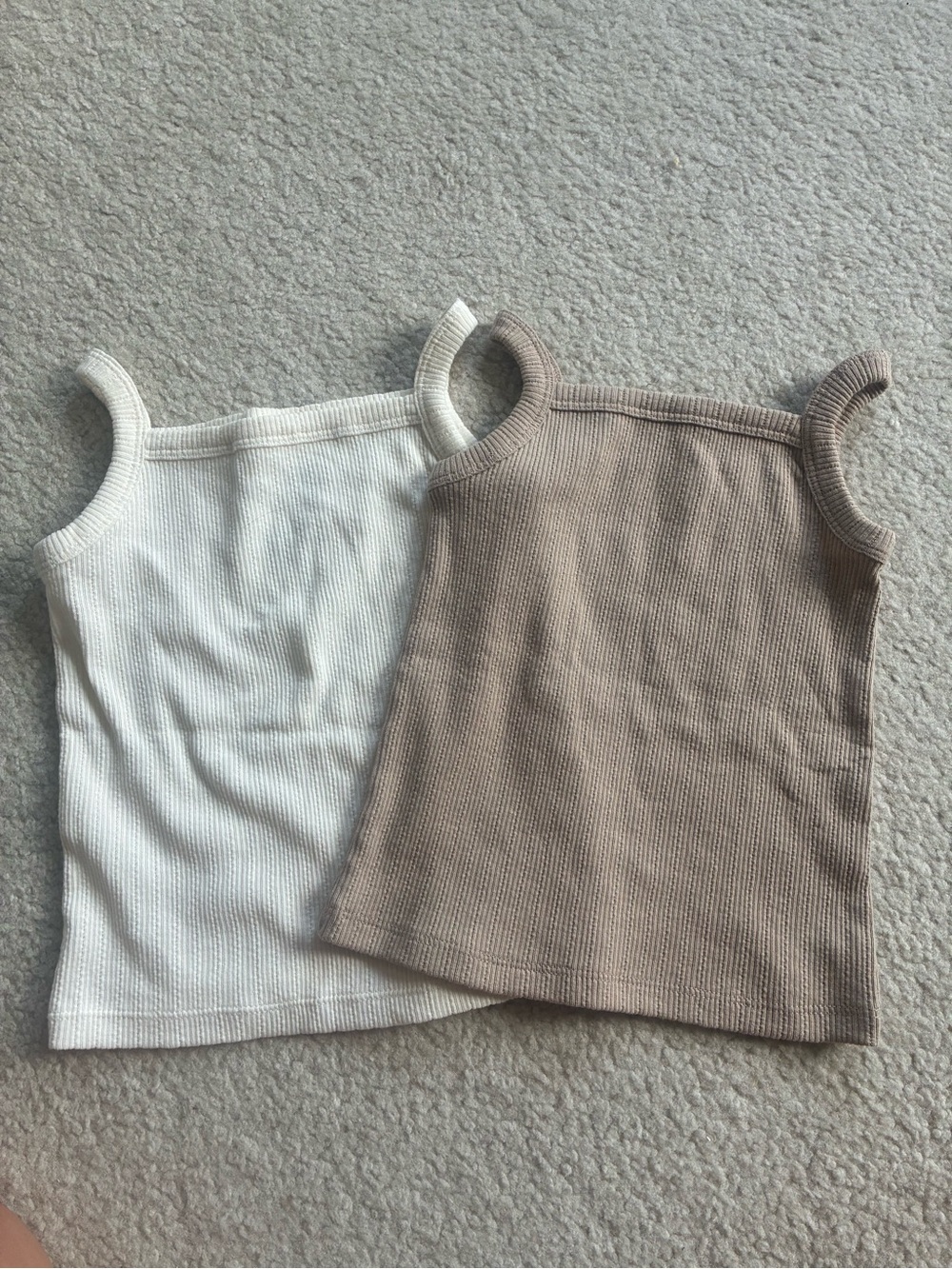 Little Co Ribbed Camisole Tank - Cream & Taupe